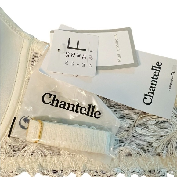 CHANTELLE IVORY MULTI-POSITION BRA SIZE 34F PRETTY LACE ON STRAPS NWT - Picture 5 of 12